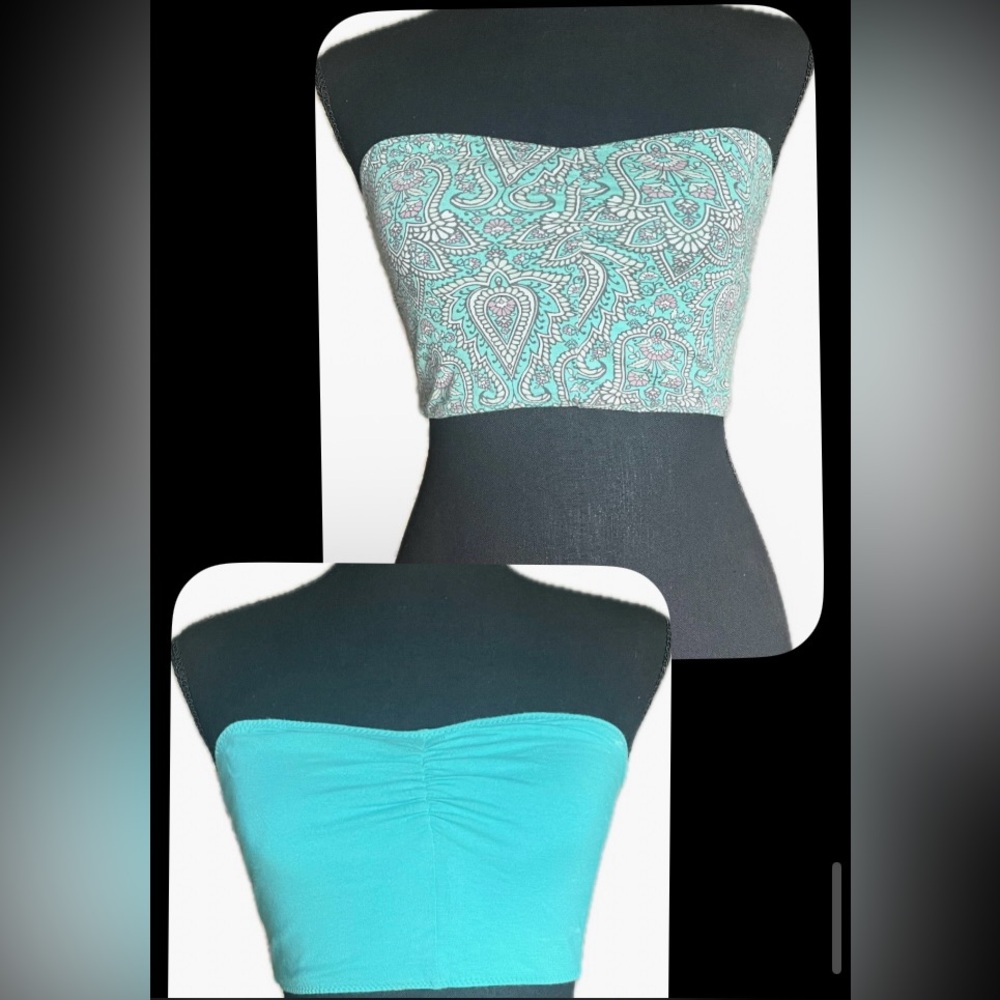 Strapless Reversible Paisley/Teal Tube Top. Women’s size S/M - Picture 1 of 8